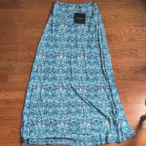 Cynthia Rowley Blue and White Patterned Maxi Skirt